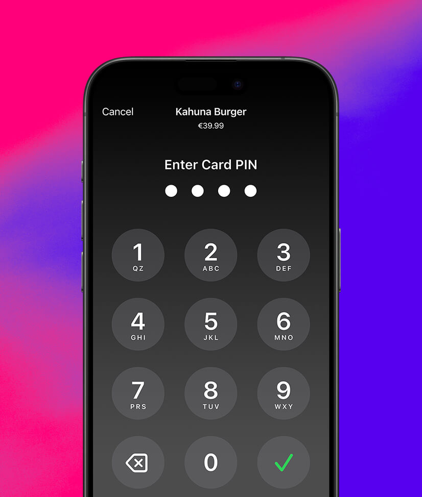 Pin code screen on iPhone